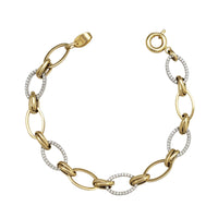Zirconia Oval Hoops Link Fancy Bracelet (14K)