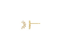Baguette Cz Curved Stud Earrings (14K)