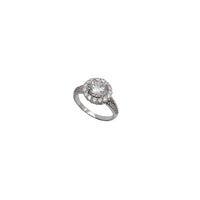 Cubic Zirconia Flower Design Engagement Ring (Silver)