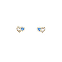 Zirconia Outlined Hearts Stud Earrings (14K)