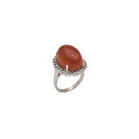 White Gold Diamond and Carnelian Ring (14K)