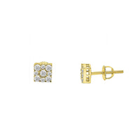 Square Diamond Stud Earrings (14K)