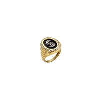 Black Onyx Dollar Sign Ring (14K)