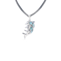 Larimar Dolphin Round Snake Necklace (Silver)