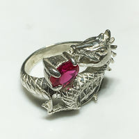 Dragon and Gemstone Ring (Silver) - Popular Jewelry