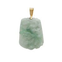 Light Green Jade Dragon Slab Pendant (14K)