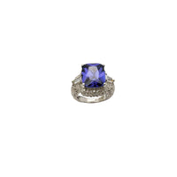Tanzinite Square Shape CZ Ring (Silver)
