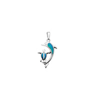 Blue Opal Dolphin & Turtle Pendant (Silver)