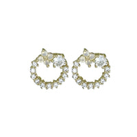 Open Circle Flower Stud Earrings (14K)