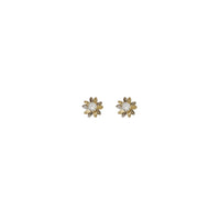 Petaled Flower Zirconia Stud Earrings (14K)