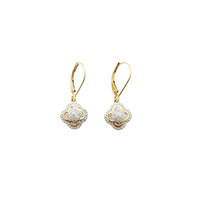 Two-Tone Diamond Flower Hanging Earrings (14K)