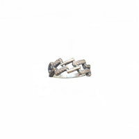 Zirconia Edged Cuban Ring (Silver)