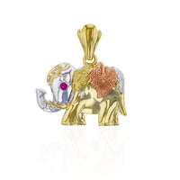 Tri-Color Elephant CZ Pendant (14K)