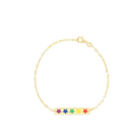 Multicolor Enamel Star ID Bracelet (14K).