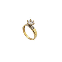 Pleated Stonebed CZ Engagement Ring (14K)