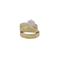 Three-Pieces Cubic Zirconia Engagement Ring (Silver)