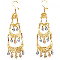 Tricolor Diamond-cut Chandelier Earrings (14K)