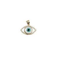 Yellow Gold CZ Evil Eyes Pendant (14K)
