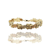 Tri-Color Leaf & Flower Fancy Bracelet (14K)
