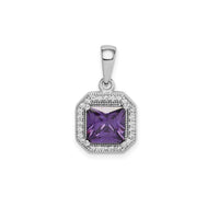 Cubic Zirconia Birth Stone Square Pendant (Silver)