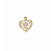 Diamond-Cut Red CZ Heart Pendant (14K)