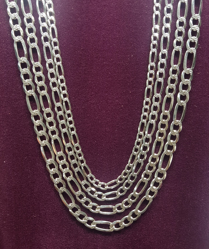 Figaro Chain (w/ Diamond Cut) Silver - Popular Jewelry