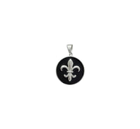 Black Enamel Fleur de Lis Pendant (Silver)