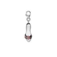 3-D Enameled Flower Black High Heel Charm (Silver)