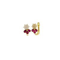 Cubic Zirconia Flower Earrings (14K)