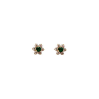 Cubic Zirconia Flower Earrings (14K)