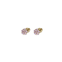 Round Flower Zirconia Stud Earrings