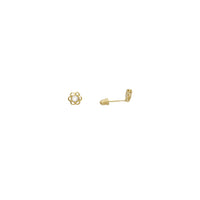 Outlined Flower Zirconia Stud Earrings (14K)