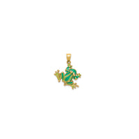 Green Enameled Frog Pendant (14K)