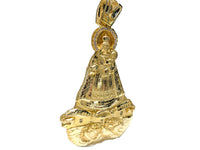 A 45 angle view of Our Lady of Charity "Cardidad" 14K Yellow Gold Pendant standing - Popular Jewelry