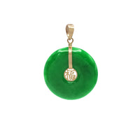 Jade Happiness Symbol Round Disc Pendant (14K)
