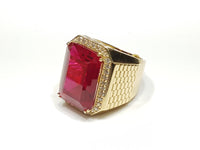 Men's Fashionable Emerald Shaped Stone Ring - Lucky Diamond 恆福珠寶金行 New York City 169 Canal Street 10013 Jewelry store Playboi Charlie Chinatown @luckydiamondny 2124311180