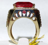 Men's Fashionable Emerald Shaped Stone Ring - Lucky Diamond 恆福珠寶金行 New York City 169 Canal Street 10013 Jewelry store Playboi Charlie Chinatown @luckydiamondny 2124311180