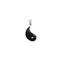 Yin Yang White & Black Enamel Pendant (Silver)