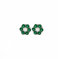 Honeycomb Cluster Cubic Zirconia Stud Earring (Silver)