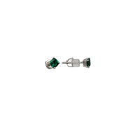Cushion-Cut Synthetic Emerald Stud Earrings (Silver)