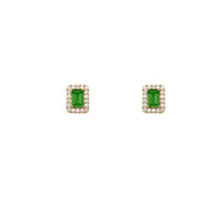 Rectangle Around CZ Stud Earrings (14K)