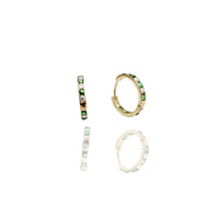 Round Stone CZ Huggie Earrings (14K)