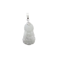 Halo Guan Yin Jade Pendant (14K)