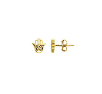 Heart Hamsa Stud Earrings (14K)