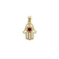 Stoneset Hamsa Pendant (14K)