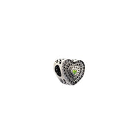 Cubic Zirconia Heart Charm For Bracelet (Silver)