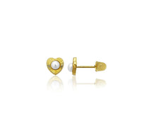 Pearl Heart Stud Earrings (14K)