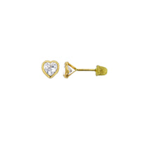 Heart Bezel Stud Earrings (14K)
