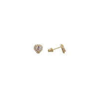 CZ Halo Heart Stud Earrings (14K)