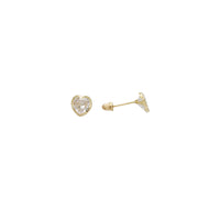 Zirconia Heart Stud Earrings (14K)